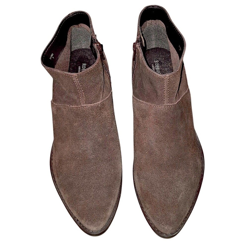 Vintage Sears Suede Leather Booties Size 7 USA Made Waterproof Zip Boho Goth
